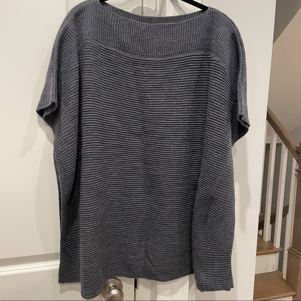 NWT LOFT gray ribbed poncho sweater